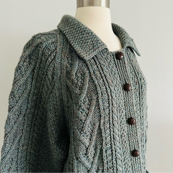 Standun 100% Wool Chunky Knit Cardigan Sweater Made In Ireland - Picture 3 of 10